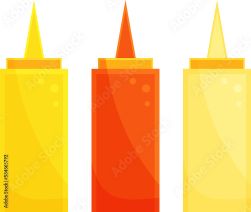 bright vector illustration of bottles with sauces, fast food, street food