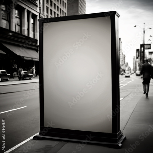 A Billboard On The Side Of A 1920's Street Advertising Outdoor Advertise Mockup with Generative AI