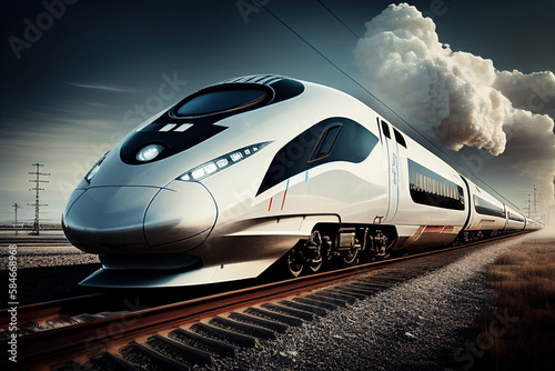 AI generates illustrations high-speed trains photo