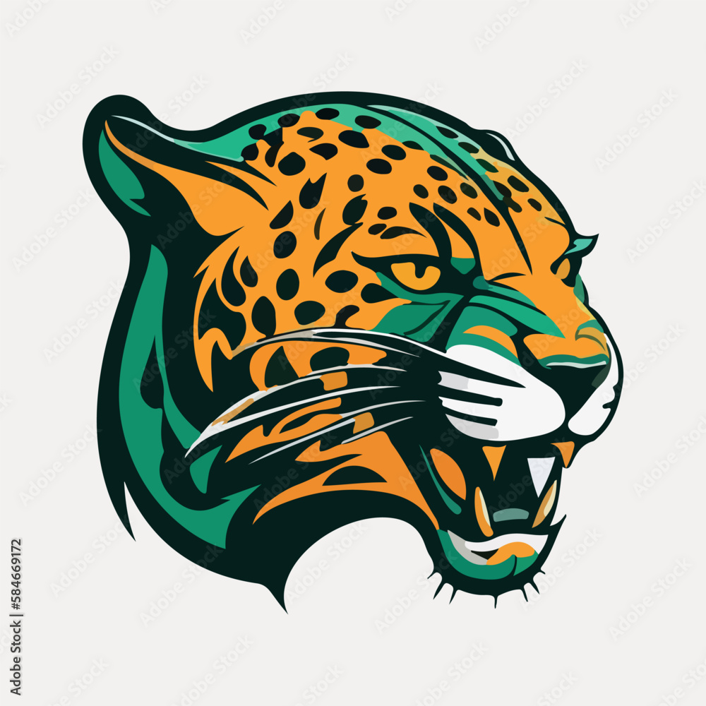 Jaguar head mascot esport logo vector illustration with isolated