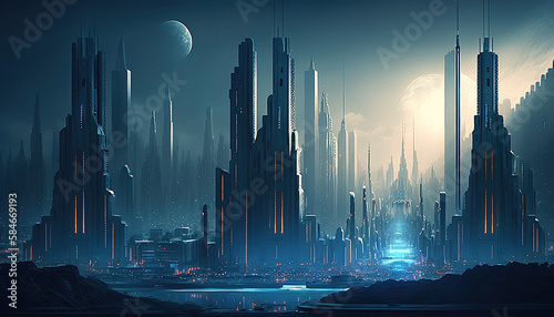 AI city landscape generated illustrations