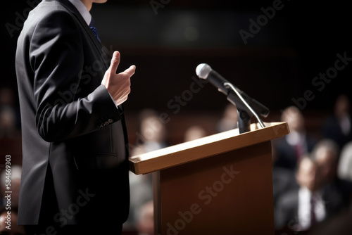 Mann hält eine Rede am Rednerpult - Generative AI