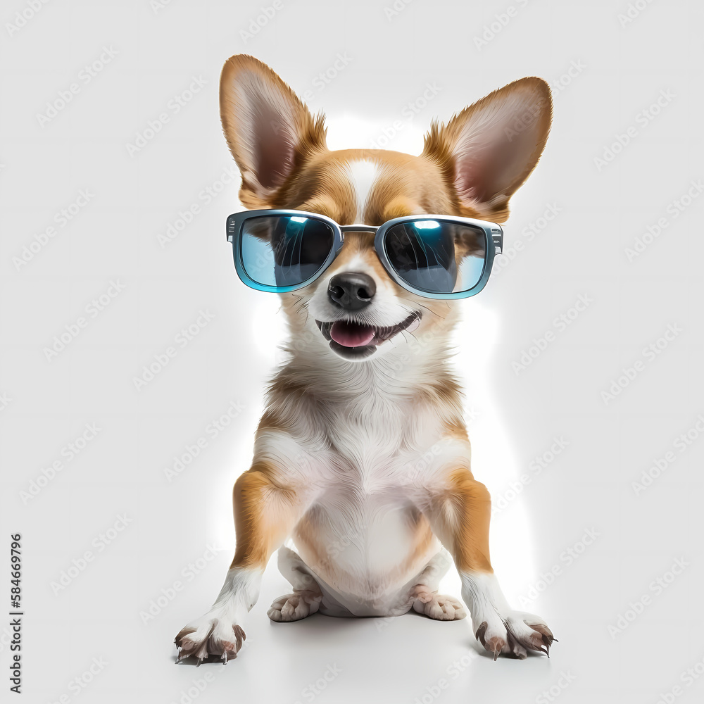 Chihuahua Using Cool Eye Glasses. Generative AI