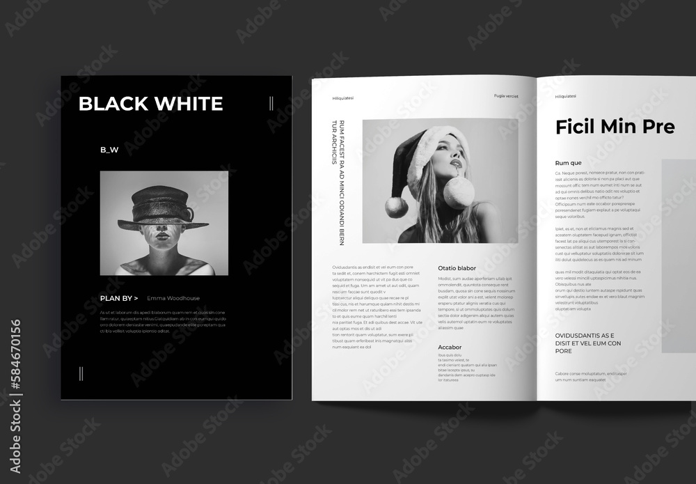 Black White Magazine Stock Template | Adobe Stock