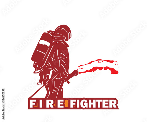 FIRE FIGHTER LOGO, silhouette of brave man with uniform vector illustrations