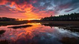 sunset over the lake, generative AI