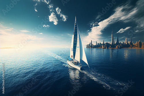 AI generates illustrations sailing photo