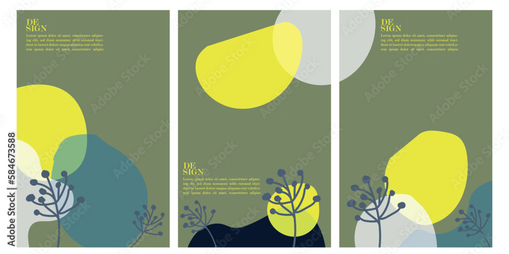 Vector colorful with abstract organic hand drawn minimalist shape background contemporary collage.