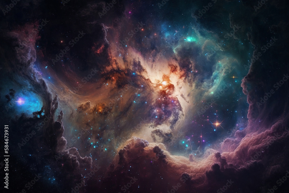 Fototapeta premium nebula galaxy abstract background, Generative AI