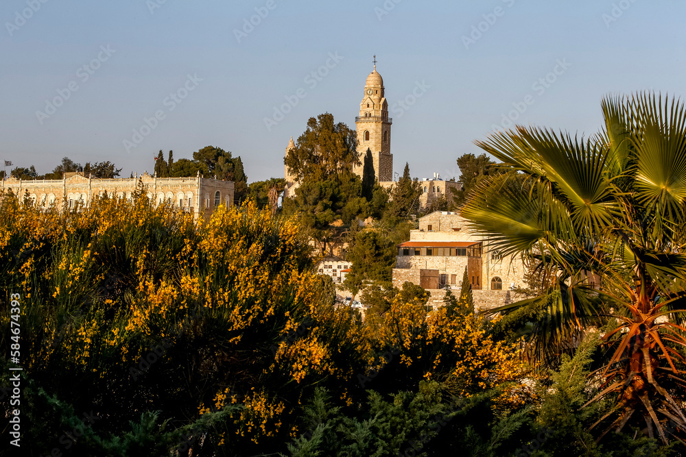 Jerusalem, around the Dormition abbey on mount Zion, Israel.