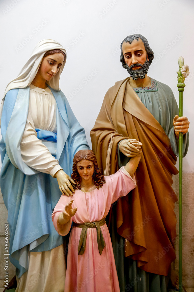 Holy Family statues in the church of the St Vincent de Paul hospital, run by the Daughters of Charity catholic missionaries in Nazareth, Israel. Holy Family statues in the church of the St Vincent de Paul hospital, run by the Daughters of Charity catholic missionaries in Nazareth, Israel.