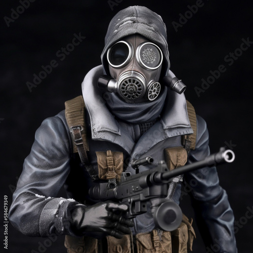 soldier with gas mask
