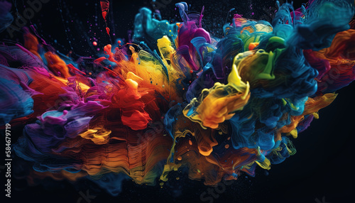 Vibrant burst: A dynamic explosion of colors with 3D element
