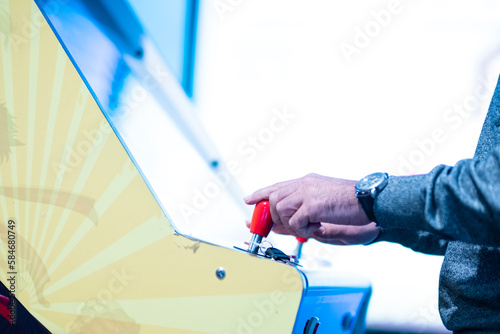 Close-up of a Person Enjoying an Arcade Game