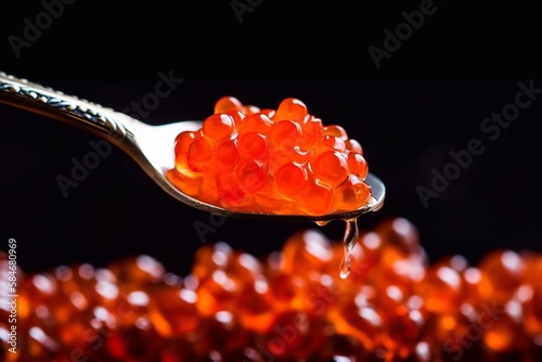 Red caviar close-up. AI Generated