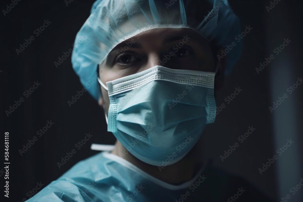 Portrait of a doctor surgeon in a mask. AI Generated Portrait of a doctor surgeon in a mask. AI Generated