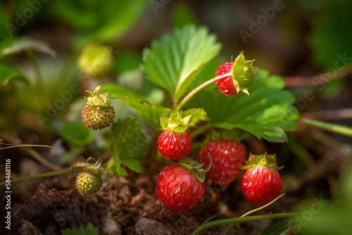 Wild strawberries grow. AI Generated