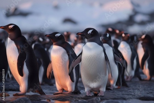 Penguins in the Antarctica.. AI Generated