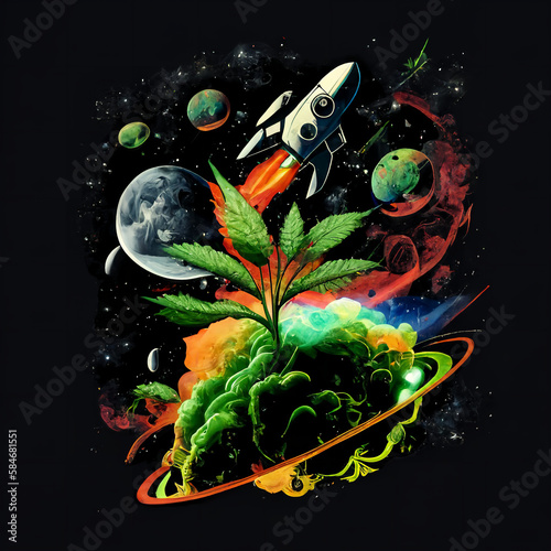 space travelers marijuana weed design Generative AI
