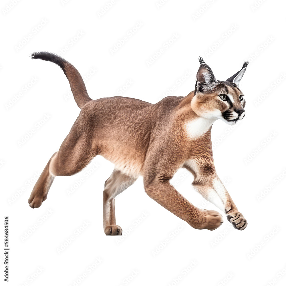 caracal isolate on background runing