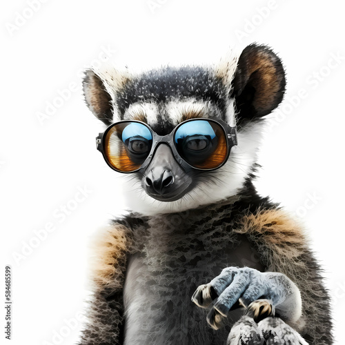 Lemur Using Cool Eye Glasses. Generative AI
