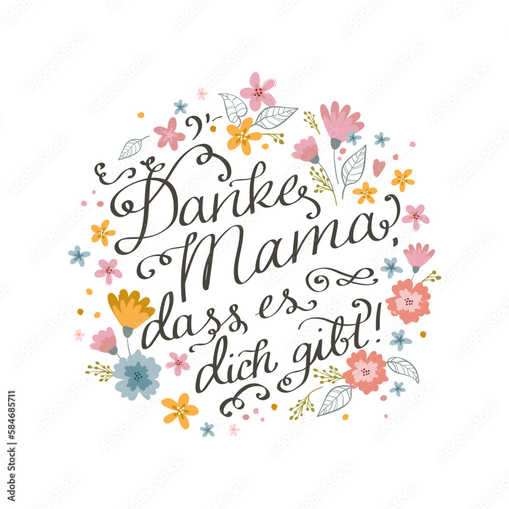 Lovely hand written Mother's Day design in german 