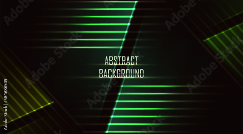 Vector abstract background. Green lazer light, light beam thechnology  banner. photo