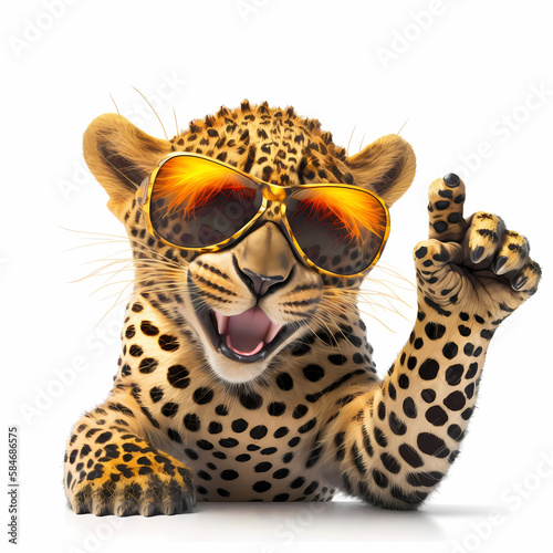 Leopard Using Cool Eye Glasses. Generative AI © simpledesign79
