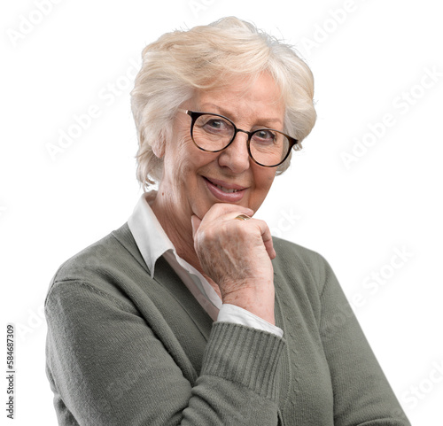 Fotografija Happy senior lady posing on gray background