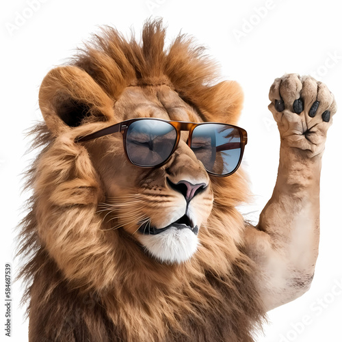 Lion Using Cool Eye Glasses. Generative AI