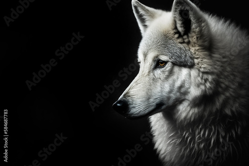 Generative AI of a portrait of a wolf. © belyaaa