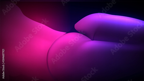 Red And Blue Neon Light On Woman Back