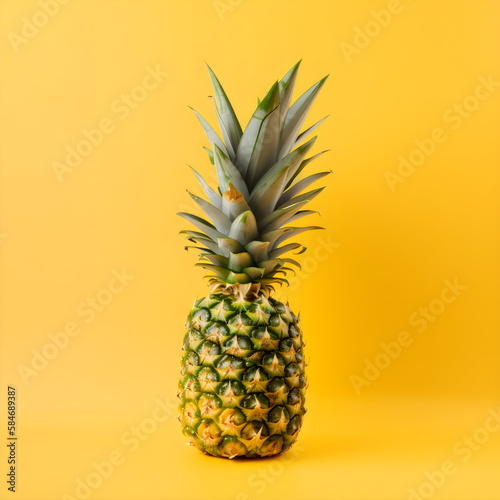 pineapple isolated on yellow studio background  made with generative ai