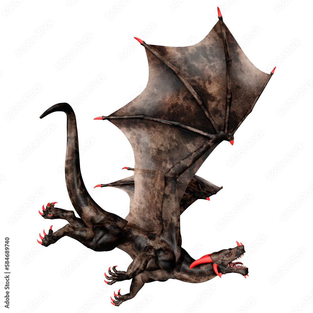 Naklejka premium 3D Rendering Fairy Tale Dragon on White