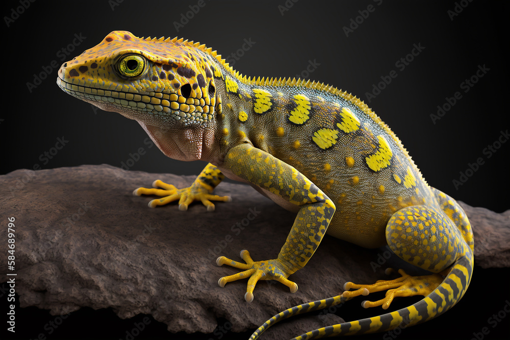 Naklejka premium A yellow spotted lizard with generative AI technology
