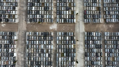 Graveyard, aerial top down view photo