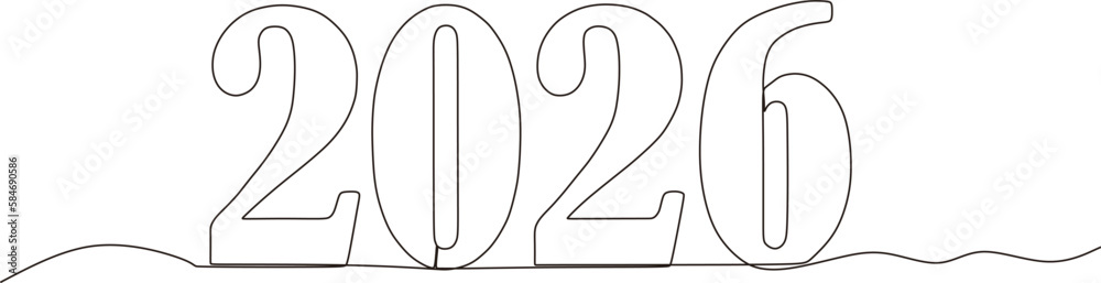 New year continuous line drawing,vector,illustration