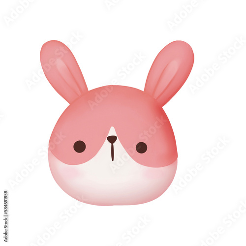  Pink bunny face isolation.