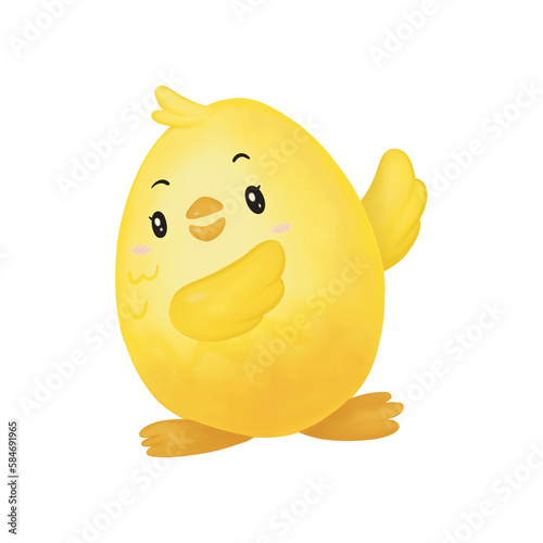 Cute Chicken Easter Cartoon isolate.