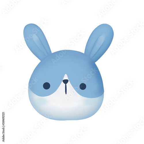 Blue bunny face isolation.