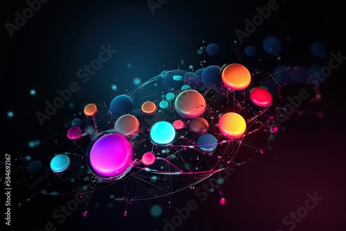 Background with spheres and circles bubbles dots abstract Colorful 3d Render generative AI
