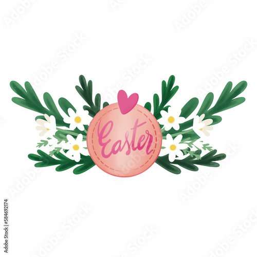 bouquet of flowers with Easter text.