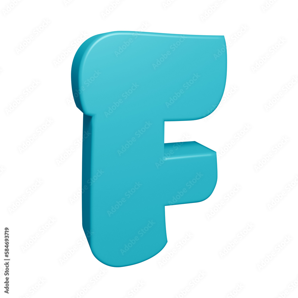 Blue alphabet letter f in 3d rendering for education concept Blue alphabet letter f in 3d rendering for education concept