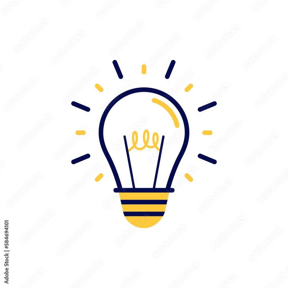 icon vector concept of basic or regular light bulb sparkling and shining in simple line style. Can used for social media, website, web, poster, mobile apps icon vector concept of basic or regular light bulb sparkling and shining in simple line style. Can used for social media, website, web, poster, mobile apps