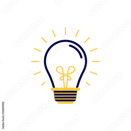 icon vector concept of basic or regular light bulb sparkling and shining with butterfly flick in simple line style. Can used for social media, website, web, poster, mobile apps