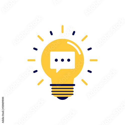 icon vector concept of comment or review symbol on regular or basic light bulb. Can used for social media, website, web, poster, mobile apps