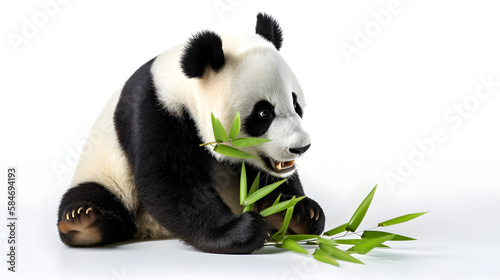 panda  isolated  white background  generative ai
