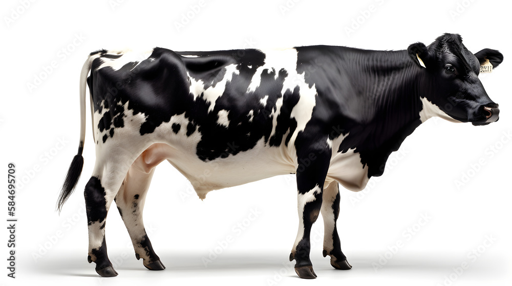 spotted cow, isolated, white background, generative ai
