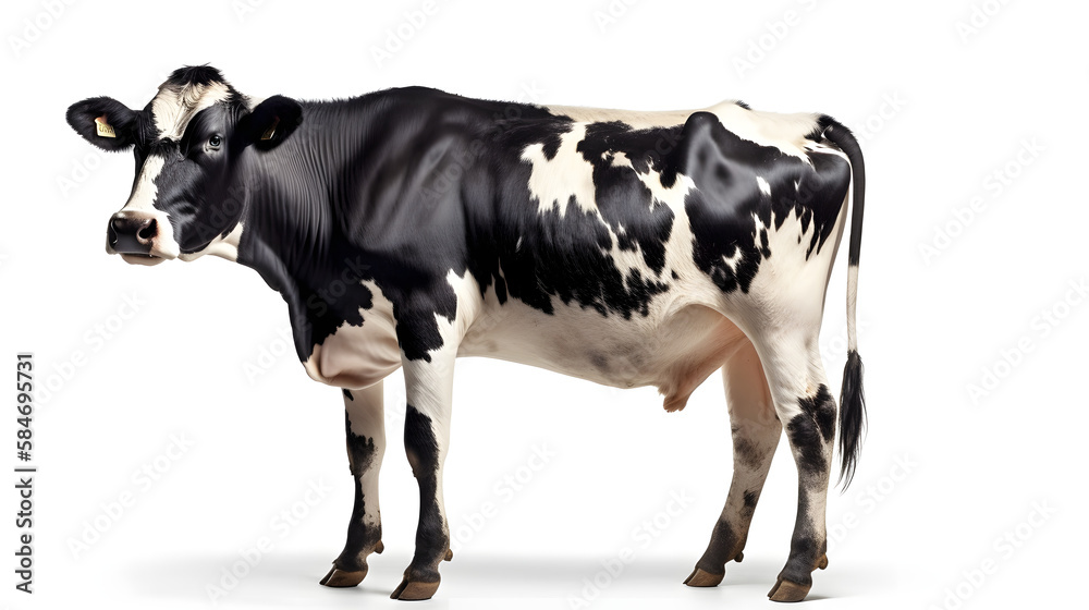 spotted cow, isolated, white background, generative ai spotted cow, isolated, white background, generative ai