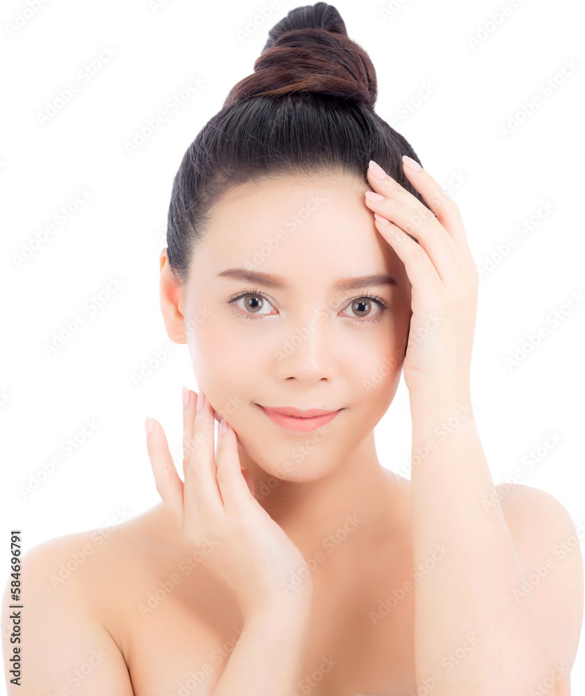 Portrait of beautiful woman makeup of cosmetic, girl hand touch cheek and smile attractive, face of beauty perfect with wellness, with skin healthcare concept. Portrait of beautiful woman makeup of cosmetic, girl hand touch cheek and smile attractive, face of beauty perfect with wellness, with skin healthcare concept.